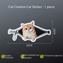Car Stickers, Cartoon/Anime, Cute, Zipper, Cat, Playful, Luggage, Computer, Electric Motorcycle, Car Body Scratch Stickers, Decoration - Time Cat Stickers - View 12