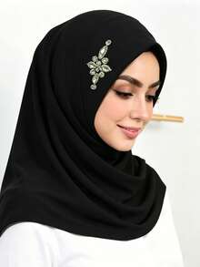 Instant Hijabs With Crystal Fashionable Heavy-Duty Rhinestone Embellished Easy-To-Wear Muslim Headscarf - Multicolor - View 1