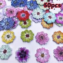 100pcs Mixed Color Wooden Flower Buttons - Handmade Decorative Craft Buttons With 2 Holes, Cute Floral Design, DIY Sewing Buttons For Fashion, Handicrafts, Scrapbooking, Quilting, Clothing, Accessories, And Creative Projects - Multicolor - View 10