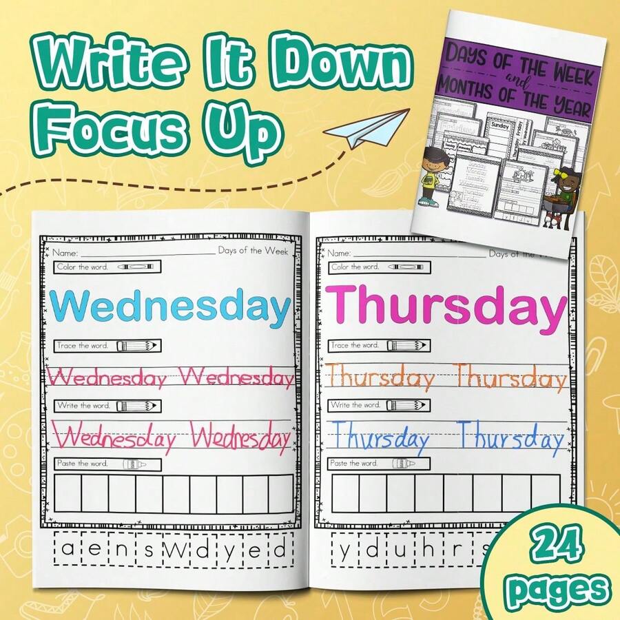 Children's Days And Months Practice Book – 24 Pages Early Learning Writing And Spelling Exercises | Educational Writing Workbook, Learn English Words, Build Vocabulary, Improve Letter Writing Skills Back To School - Early Learning and Education Handbook - View 1