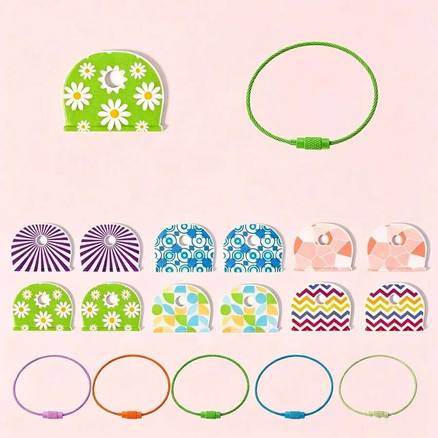 4pcs Striped Pattern Non-Slip Silicone Key Caps - Durable Non-Slip Key Identifiers, Suitable For Home, Office And Door Keys - Essential Item, Perfect For Family And Roommates, Keep Items Organized, Great Gift Choice - Multicolor - View 1