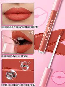 Misslyn 1pc Transfer-Proof Liquid Lipstick,Long-Wearing Lightweight Matte Lipstick & Gloss Set,Highly Pigmented Smudge-Proof Lip Color,Non-Sticky Moisturizing Finish,Bold Red Lip Makeup For Daily Wear,Party & Y2K Looks,Beauty Gift - #1 Under Sunshine - View 3