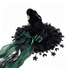 2026 Halloween Witch Hat Women's Gothic Handmade Bowknot Fleece Lace Lolita Ladies Wizard Hat - Multicolor - View 9