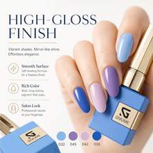 Kit de Esmalte em Gel GMUME com 4 Peças. Coleção Azul-Roxo Sonhadora 032, 045, 042, 035 Conjunto de Gel para Unhas UV/LED Soak-Off. Frascos Combinando Cores, 16 Ml (0,54 Fl Oz). Qualidade de Salão, Uso Doméstico, Longa Duração, Resistente a Lascas, Arte de Unhas, Manicure DIY em Casa - Multicolorido - Visão 5