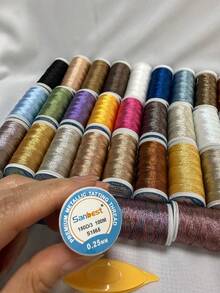 Sanbest Benang Renda Metalik Kelas Atas Terbaru 2026 100m 150D 3 Lapis 0,25mm untuk DIY Anting, Gelang, Kalung, Perhiasan, dan Kerajinan Rajut. Benang Renda Crochet Kuat, Benang Buatan Tangan Emas dan Perak. - 150D/3 - View 3