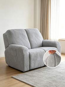 Sarung Sofa Recliner 1/2/3 Tempat Duduk untuk Ruang Tamu, Motif Daun, Sarung Sofa Santai, Sarung Kursi Berlengan, Sarung Sofa Recliner Elastis, Sarung Furnitur - Light Grey - View 6