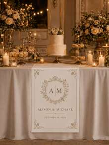 Personalized Wedding Tablecloth, Printed With Name And Date, Customized Wedding Couple Table Banner, Minimalist Style Wedding Banquet Decoration, Customized Tablecloth - Multicolor - View 6