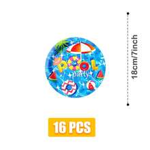 73/25/16pcs Summer Pool Theme Party Disposable Plates, Napkins, Cups Set, Party Supplies For 16 Guests, Disposable Paper Plates Party Tableware Suitable For Birthday, Wedding, Party, Family Picnic - Swimming Pool - View 9