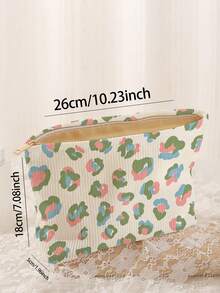 1pc Portable Leopard Print Double-Sided Zipper Makeup Bag, Multi-Function Travel Toiletry Storage Pouch - Multicolor - View 3