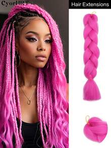 24 Inch High Temperature Synthetic Braiding Hair Bundles, Suitable For Braiding, Colors Include Light Brown, Platinum Blonde, Gray, Black, Brown Gradient, Multicolor, Fashion Braiding Hair Extensions, Suitable For Daily, Party, Cosplay, Music Festival And More - Multicolor - View 19
