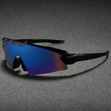 FIYLROG 1Pc Men's Futuristic Sports Fashion Glasses, Colorful Revo Mirror Lens Eyewear, Wraparound Glasses For Cycling, Motorcycle Riding And Outdoor Travel - Multicolor - View 3