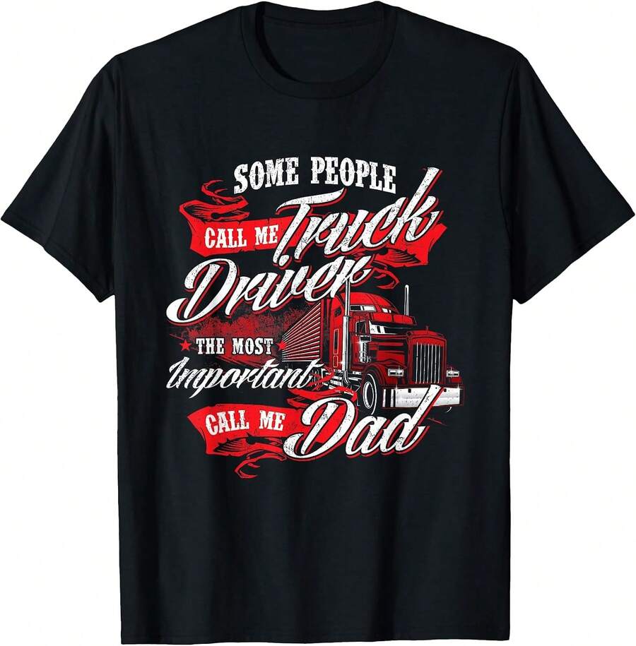 LKW-Fahrer Papa Trucker Semi-Truck T-Shirt Herren Baumwollkleidung Männer T-Shirts - Schwarz - Übersicht 1