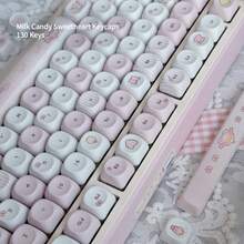 牛奶糖甜心粉 PBT 鍵帽，高美感 5 面熱昇華 MOA 軸體，兼容機械鍵盤 - 查看 3