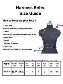 1pc Women's Fashion PU Leather Harness Belt Gothic Style Strap Rivet Inlaid For Daily Christmas Day Carnival - Black - View 5