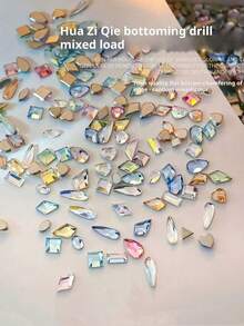 20pcs Sparkling Colorful Rock Candy Zirconia Flat Back Nail Rhinestones, Flower Cut Flat Back Rhinestones Nail Decor, Sparkling K9 Beveled Small Flat Back Asymmetrical Rhinestones, Colorful Mixed Nail Rhinestones Glitter Nail Nail Charms - 彩色 - 查看 7
