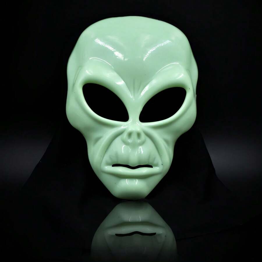 1pc Fashionable Creative Glow-In-The-Dark Mask Head Cover, Halloween Party Costume Scary Alien Mask Head Cover, Horror Mask Glow-In-The-Dark Ghost Face Party Cosplay Prop - Mask - View 1