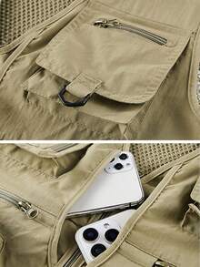 Men's Spring/Autumn Thin Outdoor Workwear Multi-Pocket Tactical Vest Jacket - Khaki - View 4
