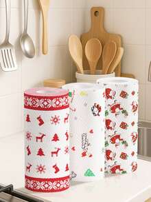 1 Roll Christmas Toilet Paper, Christmas Print Paper Towels, Santa Claus, Reindeer, Snowflake Patterns, Multi-Layer Folded Continuous Roll, Merry Christmas Home Decor, Christmas Decoration, Home Decor, Bathroom Decor, Kitchen Decor - Christmas - View 6