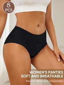 MIOTAN 8 piezas de bragas de cintura baja para mujer, bragas triangulares cómodas, transpirables, estampadas y sexys - Multicolor - Ver 4