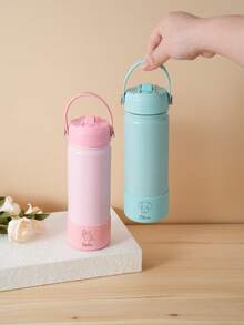 1pc Personalized Customization Name & Pattern Stainless Steel Children Water Bottle Leak Proof Kids Cups With Straw Drinking Cup For School Boy Girl - Customize the Bottom Of the Cup With a Design and Your Name. - View 9