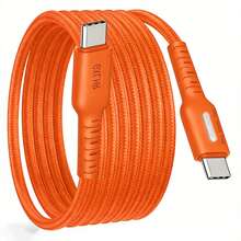 240W Type-C 快充編織 USB 轉 USB-C 數據線，相容 及其他智慧型手機、平板電腦、筆記型電腦 USB-C 充電線 - 橘色 - 查看 6