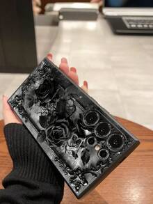 1pc Fashion Creative Black Rose Anti-Drop Anti-Slip Black Phone Case Protective Cover Compatible With Galaxy A04e/A05s/A13/A14/A15/A34/A35/A50/A52/A53/A54/S21/S22/S23/S24/S25/S25Ultra/24fe, [International Version, Not Local Version] - Black - View 7