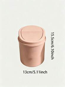 附蓋桌面迷你垃圾桶,旋轉式塑膠蓋,非電動圓筒設計,適用於居家、辦公室、廚房、梳妝台、床頭櫃及日常使用,返校用品 - 均碼 - 查看 5
