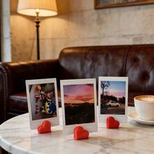 1/10/20pcs Solid Color 3D Heart Desktop Photo Holder, Small Heart Card Base, Postcard Photo Display Stand, Holiday Atmosphere Desktop Decor, Minimalist Heart-Shaped Desktop Card Holder, Wedding Greeting Card Photo Display Rack, Romantic Desktop Decoration - Bright Red Heart - View 4