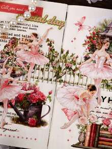 1 Pack 10 Sheets Ballet Girl Planner Stickers, Vintage Creative Aesthetic Decals, DIY Decoration Collage Craft Materials, Holiday Gift, Personalized Scrapbook School Stationery Supplies School Supplies - W.P. - View 10