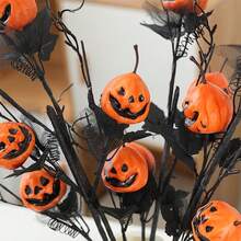 5Pcs Halloween Black Branches With Small Pumpkins - Artificial Stems With Maple Leaves Holloween Table Party Indoor Decorations (Halloween Branche) - Multicolor - View 10