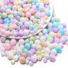 100-500pcs 6/8/10mm Acrylic Faux Pearl Plated Gradient Mermaid Beads For DIY Jewelry Making Accessories Decorative Beads - Gradient Colors - View 6