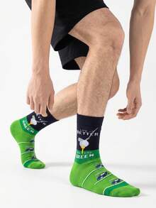 1/3/6 par kreativa golfstrumpor för herrar, bekväma och andningsbara mid-calf-strumpor, långa och roliga crazy happy socks för män - Multifärgad - Visa 3