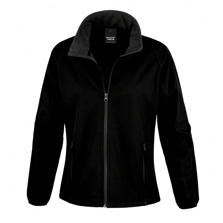 Result Womens/Ladies Core Printable Full Front Zip Softshell Jacket - Black / Black - View 1