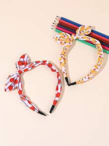 2pcs Back To School Bow Headbands,Yellow Red Apple Pencil Hairbands,Cute Y2k Hair Accessories For Kids Student First Day Of School Gift Party Daily - Multicolor - View 4