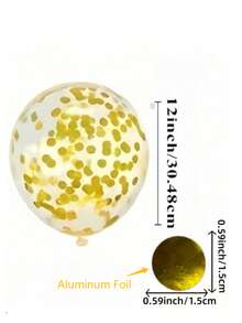 10個12英吋金色亮片乳膠箔金蔥氣球，透明氦氣球，適用婚禮生日派對裝飾 - 紫色 - 查看 3
