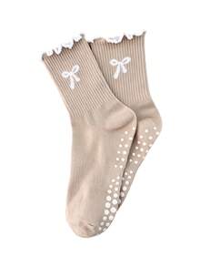 Süßer Stil Mädchen vielseitige Rüschen-Schleife Wadenwärmer Set, vollständige vertikale Strickverarbeitung verbessert Elastizität und Passform, gewellte Rüschenmanschette mit kleiner Schleifenstickerei. Anti-Rutsch-Punkte auf der Sohle optimieren die praktische Anwendung zu Hause, stabiles und rutschfestes Gehen in Innenräumen, hoch-elastisches Material passt sich verschiedenen Fußformen an, geeignet für den täglichen Gebrauch, Zuhause und Outfit-Styling - Verschiedenfarbig - Übersicht 12