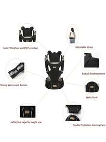 Portabebés multifuncional con asiento para la cintura, portabebés para las 4 estaciones - Negro - Ver 10