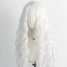 1pcPrincess Long Loose Wavy Full Wig, Elegant Fairy Chic Look, Wedding Cosplay Styling, Adjustable Cap Middle Part Costume Hair Wig - White - View 5