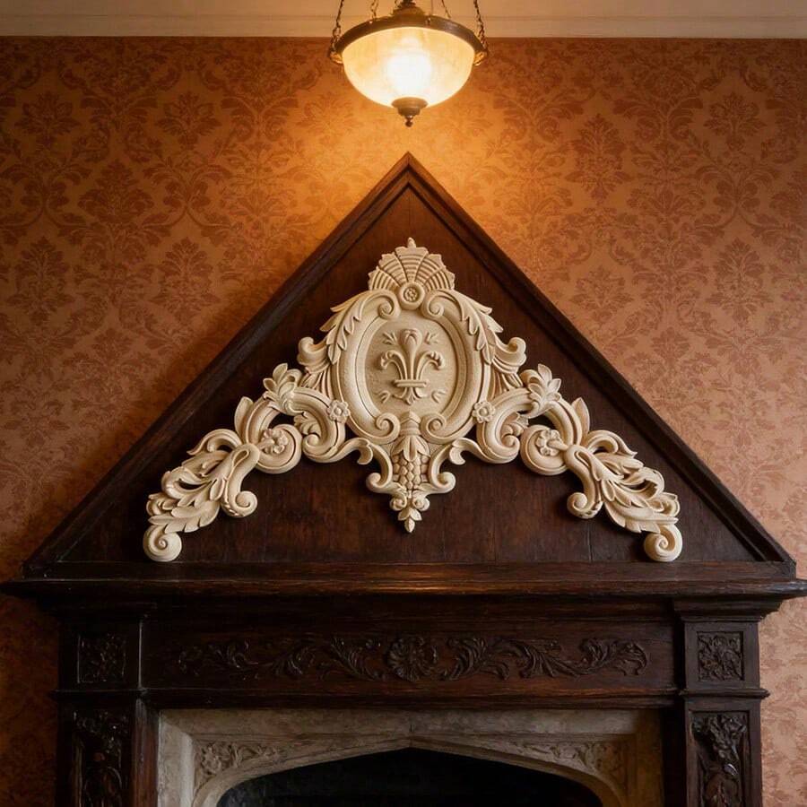 1pc Unfinished Wooden Carved Decorative Corner Onlay, Intricate European Style Relief Pattern, Suitable For Cabinet, Door, Window, Fireplace, Wall, Furniture, Backsplash Decor, DIY - Multicolor - View 1