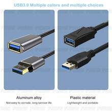 USB3.0 50Gbps 延長線 USB 3.0 延長線 USB 3.0 傳輸線 50Gbps USB 公對母數據線 USB3.0 OTG 延長線 適用於 PC 電視 USB3.0 鍵盤 網路攝影機 遊戲控制器 USB OTG 延長線 - 黑色 - 查看 6