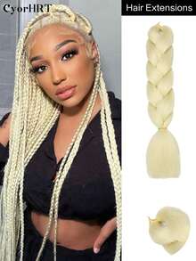 24 Inch High Temperature Synthetic Braiding Hair Bundles, Suitable For Braiding, Colors Include Light Brown, Platinum Blonde, Gray, Black, Brown Gradient, Multicolor, Fashion Braiding Hair Extensions, Suitable For Daily, Party, Cosplay, Music Festival And More - Multicolor - View 18