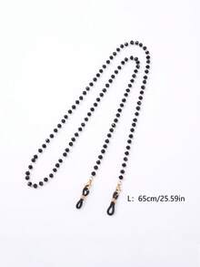 1pc Men's Black Beaded Long Eyeglass Chain, Vintage Anti-Slip Halter Fashion Glasses Chain, Fashionable Eyewear Accessory For Streetwear, Outdoor Photography, Vacation Anti-Loss (Bead Quantity Random, Cut To Size Length) - Black - View 5