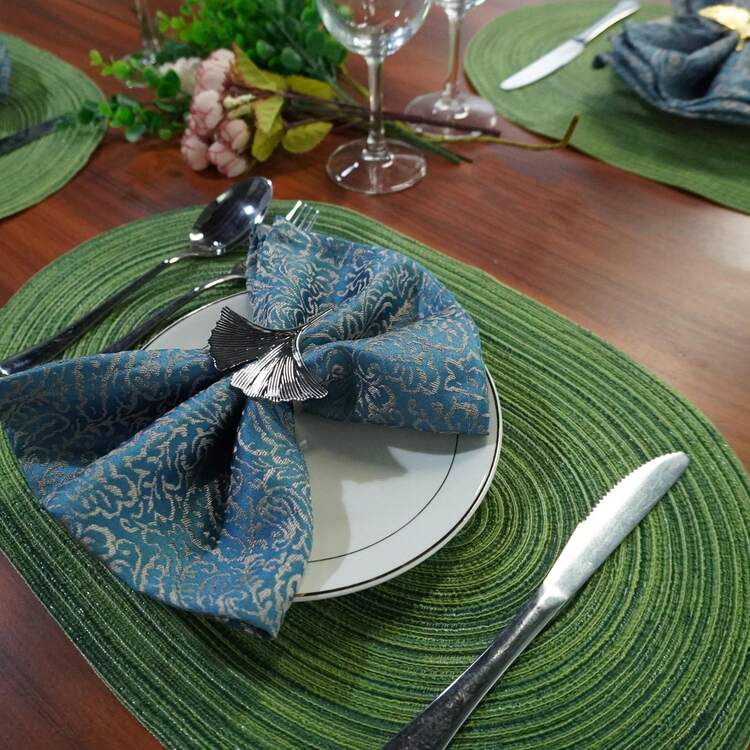 1/2/4/6/8pcs Minimalist Gradient Milk Coffee Color Oval Polyester Placemats, Room Decor, Halloween Decor, Back To School, Autumn Decor - Green - View 10