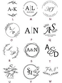 Sello de Relieve Personalizado para Boda con Monograma - Sello de Sobre de Boda Personalizado - Sello de Relieve de Iniciales para Invitaciones - Plateado - plata - Ver 5