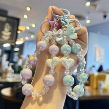 Sweet Bow & Heart Beaded Phone Chain, Multi-Color Dreamy Transparent Bead Wrist Strap, Detachable Phone Charm, Suitable For Phone Case & Bag Decoration, Sold Individually - Multicolor - View 4