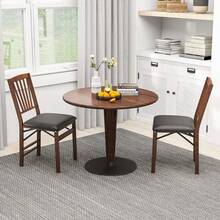 Folding Dining Chairs Set Of Two, Solid Wood Foldable Kitchen Chairs With Padded Seat, Heavy Duty Space Saving Furniture For Apartment Small Space, Vintage Natural Wood Grain - Walnut-x Back - View 9
