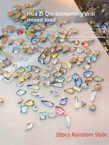 20pcs Sparkling Colorful Rock Candy Zirconia Flat Back Nail Rhinestones, Flower Cut Flat Back Rhinestones Nail Decor, Sparkling K9 Beveled Small Flat Back Asymmetrical Rhinestones, Colorful Mixed Nail Rhinestones Glitter Nail Nail Charms - 彩色 - 查看 11