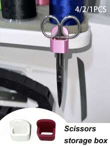 4/2/1pc Sewing Machine Scissors & Tools Storage Box (With Adhesive Back) - Multi-Functional Storage Box Designed For Sewing Supplies. This Practical Storage Unit Can Be Used As A Dedicated Organizer For Scissors, Tweezers - Multiple Styles - View 4