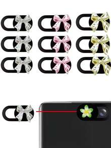 Bow-Knot Sliding Webcam Cover, Ultra-Thin Lens Cover, Compatible With Computer, Laptop, Phone, Tablet And Other Devices, Can Block Camera, Sliding Lens Cover, Easy To Open And Close, Protect Privacy, Suitable For Office Workers, Students, Teachers, Friends Gift, Colleagues Gift, Back To School Gift - Multicolor - View 2