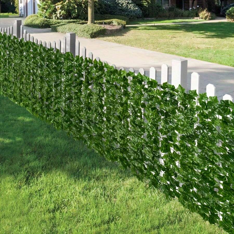 119 X 40 Inch Artificial Ivy Privacy Screen, Realistic Faux Greenery Wall Panel, Weather Resistant Artificial Hedge Fence, Perfect For Privacy Shield & Aesthetic Decoration, Multi-Scene Decor For Home, Garden, Backyard, Patio, Balcony Railing - Green - View 1